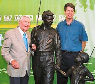 Andy and Jim Clark with the Mt. Airy Statue Mayberry Days 2004