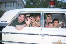 Folks were sick as a dog but having the time of their lives riding in the Mayberry Patrol Car